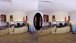 i'll fix that tight blonde pussy bent over doggystyle with footjob and scissoring reality action