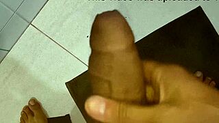 close-up cuckold husband strokes his cock hard watching her solo pleasure