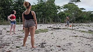 hey we started batting balls with neighbor but lost our asses to bbc creampie