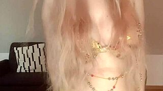 Belly dancer blonde goddess dances sensually in slow motion fire edition response