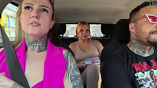 Redhead train slut begs for creampie in our car tight ass fuck