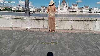 arielarider's sheer dress teases in budapest streets