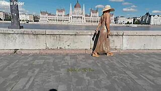 arielarider's sheer dress teases in budapest streets