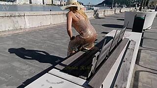 arielarider's sheer dress teases in budapest streets