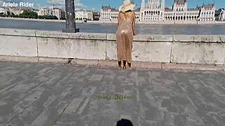 arielarider's sheer dress teases in budapest streets
