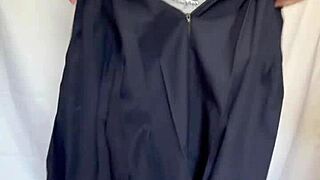 SEXY SAILOR UNIFORM STUFFED WITH LINGERIE AND SHINY ANAL PLUG THRUSTS DEEP!