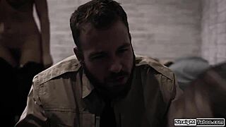 two cops roughly fuck 18yo petite girl's tight pussy in office