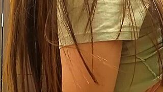 Hidden Camera Catches Cute Latina Teen Tits in College Bathroom Skirt