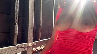 hey italian milf artemisia, those huge tits bouncing outdoors look so fuckable solo