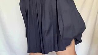 SEXY SAILOR UNIFORM STUFFED WITH LINGERIE AND SHINY ANAL PLUG THRUSTS DEEP!