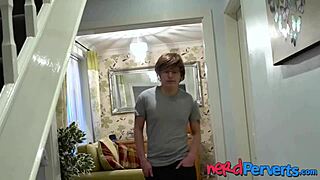 a cute babe with glasses skillfully plays gamer with nerdy guy in reality setup