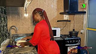 house madam groped big black cock deepthroat kitchen wet pussy handjob