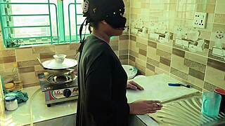 desi hijab stepsister gets fucked hard in kitchen by daddy