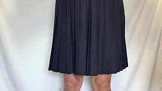 SEXY SAILOR UNIFORM STUFFED WITH LINGERIE AND SHINY ANAL PLUG THRUSTS DEEP!