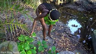 Hey, ever seen a slim african babe stroll naked through village craving cock?