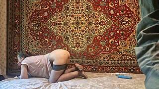 Russian wife gapes her huge asshole with anal toys fingering homemade