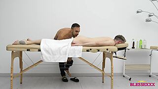 straight tattooed neighbor tricked into tantric massage strokes massive gay cock solo