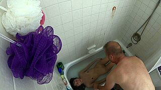 candy cruise chokes on skinny teen's throbbing cock by the pool