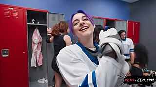 ever sneak into the locker room for sneaky petite public sex with big cock... what if it goes wrong?