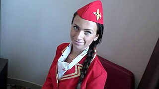 big butt natalee the curvy air hostess in uniform begs for huge cock bareback on bed