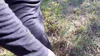 High heels pantyhose slut hikes forest for outdoor fuck?