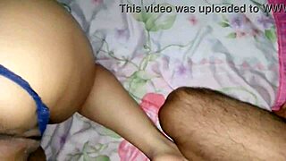 damn this horny little bitch won't take off her lace panties just bends over for doggystyle orgasm