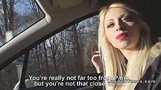 Blonde Hitchhiker Sucks Cock Deep In Car