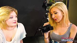 faith hope olyssia blonde brunette duo deliver steamy double blowjob contrast