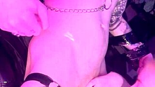 Tied-up blonde BDSM slave chokes on massive cock in throat heaven