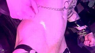 Tied-up blonde BDSM slave chokes on massive cock in throat heaven