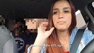 Redhead Driver Spots Passenger Jerking Cock, Flashes Ass, Then Fucks Him in Car