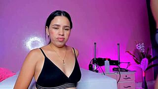 Colombian slut gags on monster cocks in deepthroat blowbang, swallows every drop