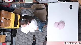 the cute ellen page lookalike shoplifter teen gets her tight pussy pounded rough by mall cop