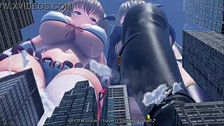 two huge giantesses loom over city ready to crush it all beneath their feet
