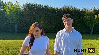 Cuckold watches as his Czech teen girlfriend rides stranger's cock by the pond outdoor