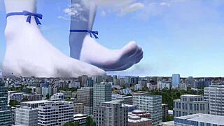 two huge giantesses loom over city ready to crush it all beneath their feet