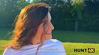 Cuckold watches as his Czech teen girlfriend rides stranger's cock by the pond outdoor