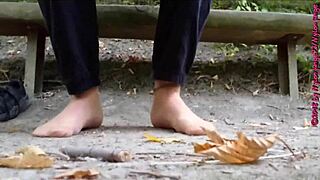 German feet in nylons and shoes tease you hard outdoors in the woods?