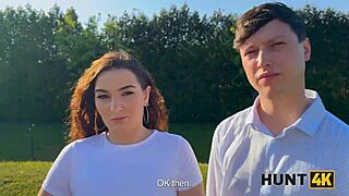 Cuckold watches as his Czech teen girlfriend rides stranger's cock by the pond outdoor