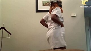 Curvy ebony nurse with big ass tits pussy bangs interviewer for promotion in hospital ripping clothes