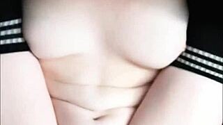 Homemade Wife in Black Stockings Takes Husband's Cumshot After Pussy Fingering