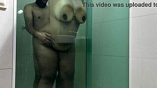 young guy grabs asian big ass pussy doggy style in shower bath