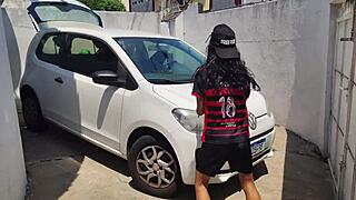 Brother Pounds Brazilian Teen Ass Behind Car After Soccer