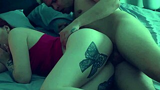 Step mom sneaks into step son's bed for risky taboo fuck after fight