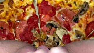 Saudi snowwhite masturbates pussy on pizza craving bbc in la