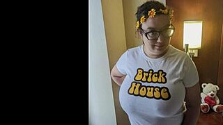 Ms Brick House Swallows Black Cock Cum in Big Tits Show