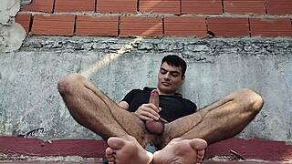 wanna see this big cock stroked sensually outdoors on a sunny day with feet