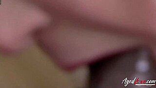 picture this busty mature blonde in lingerie teaching a young stud titty fuck and monster cock ride