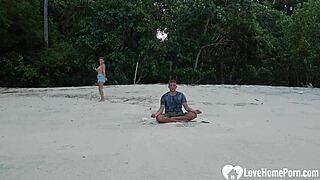 You meditating on beach? She ends it sucking your cock homemade style!
