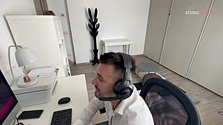 dude, your blonde wife moans loud getting creampied rough while you're on that work call